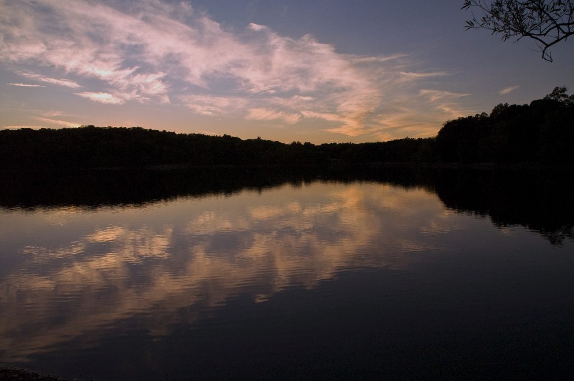 image of clear pond wit sunset