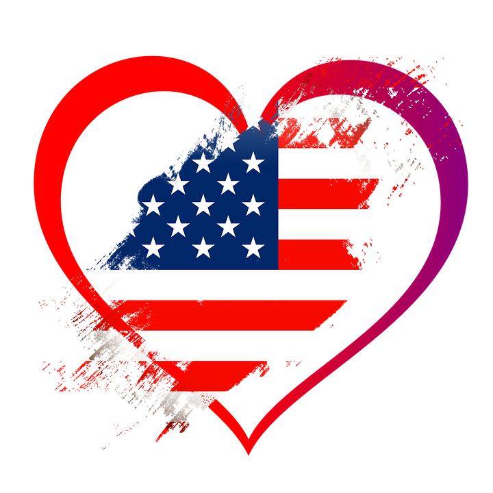 heart shaped american flag