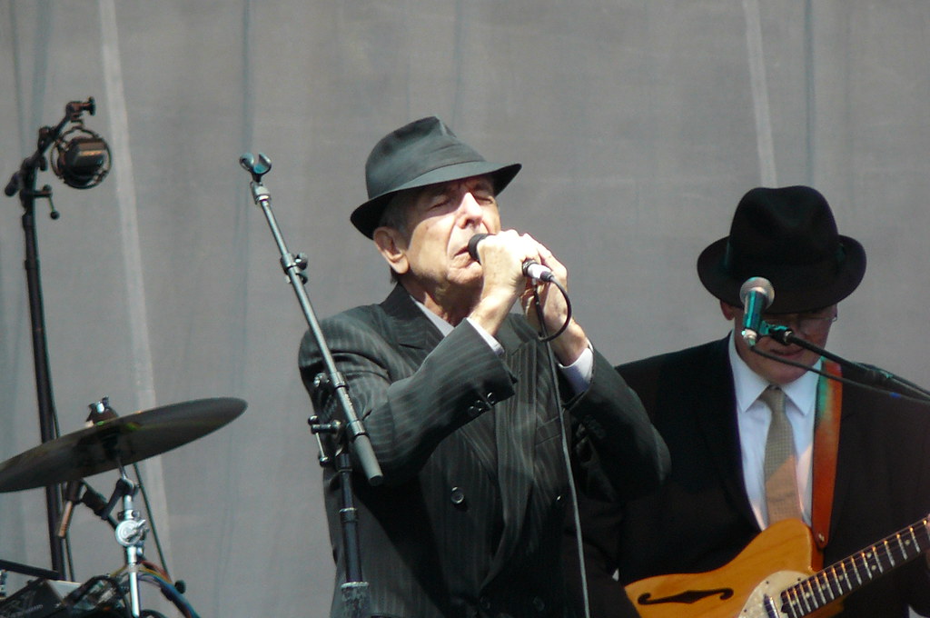 Image of Leonard Cohen singing