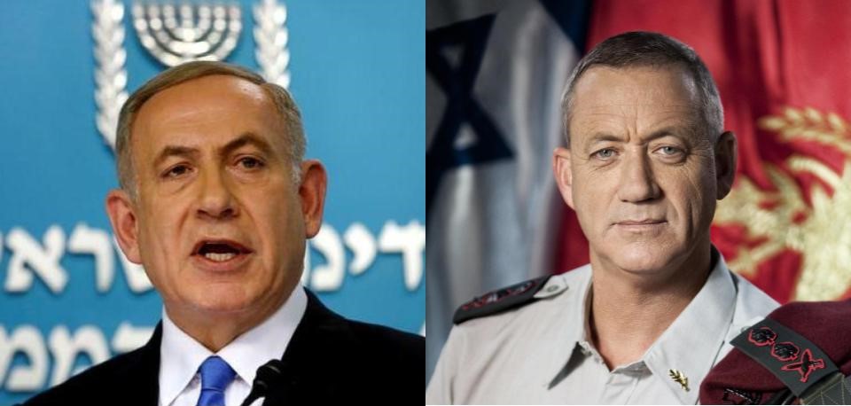 Prime Minister Benjamin Netanyahu (left) and Kahol Lavan leader Benny Gantz